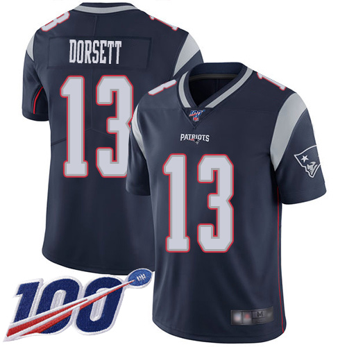 New England Patriots Football #13 100th Season Limited Navy Blue Men Phillip Dorsett Home NFL Jersey